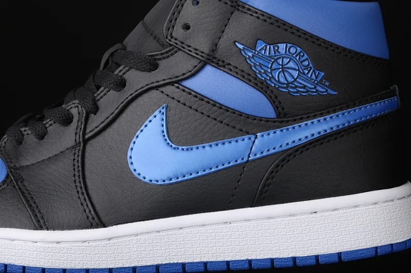 All categories Air Jordan Jordan series basketball shoes Air Jordan 1 Mid Air Jordan 1 Mid AJ1 Joe 1 mid-top black and blue basketball shoes 554724-068